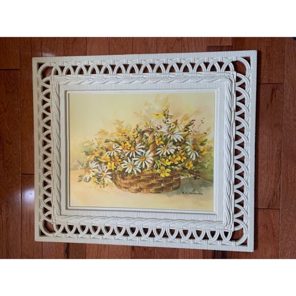 1977 Homco DART Molded Plastic Wall Art Basket of Daisies by Carpenter 21x18 - Picture 15 of 16